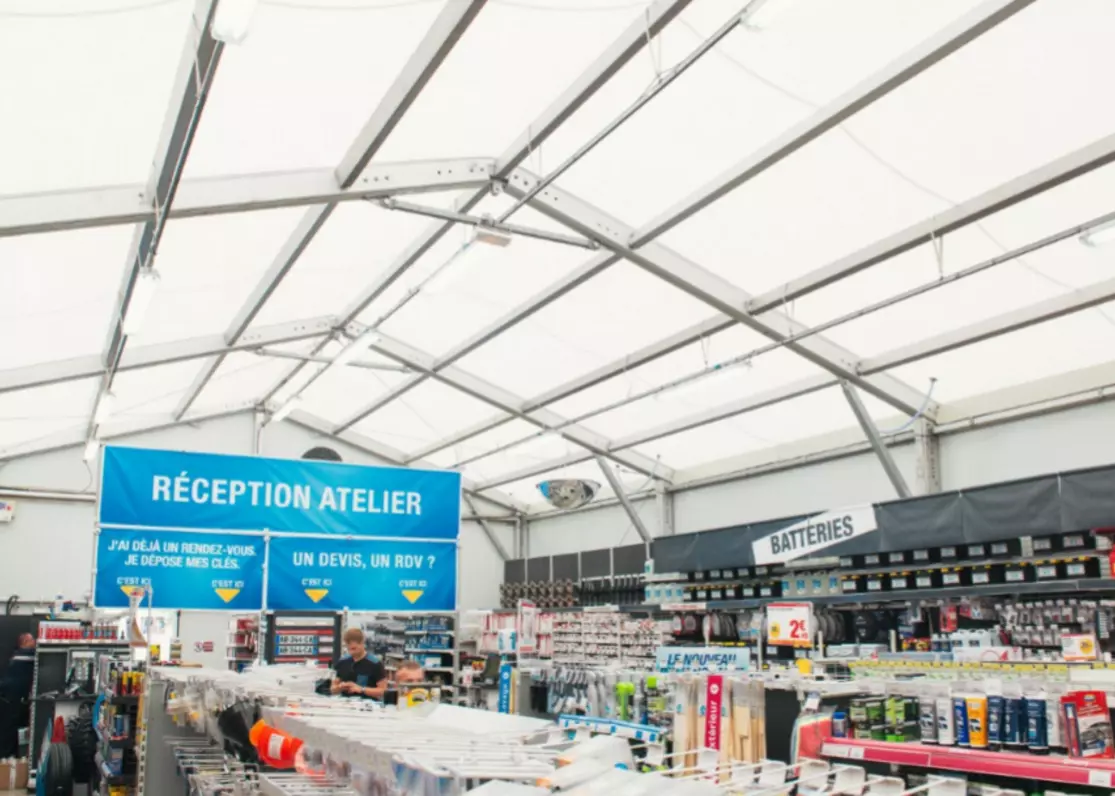 Bâtiment temporaire travaux magasin